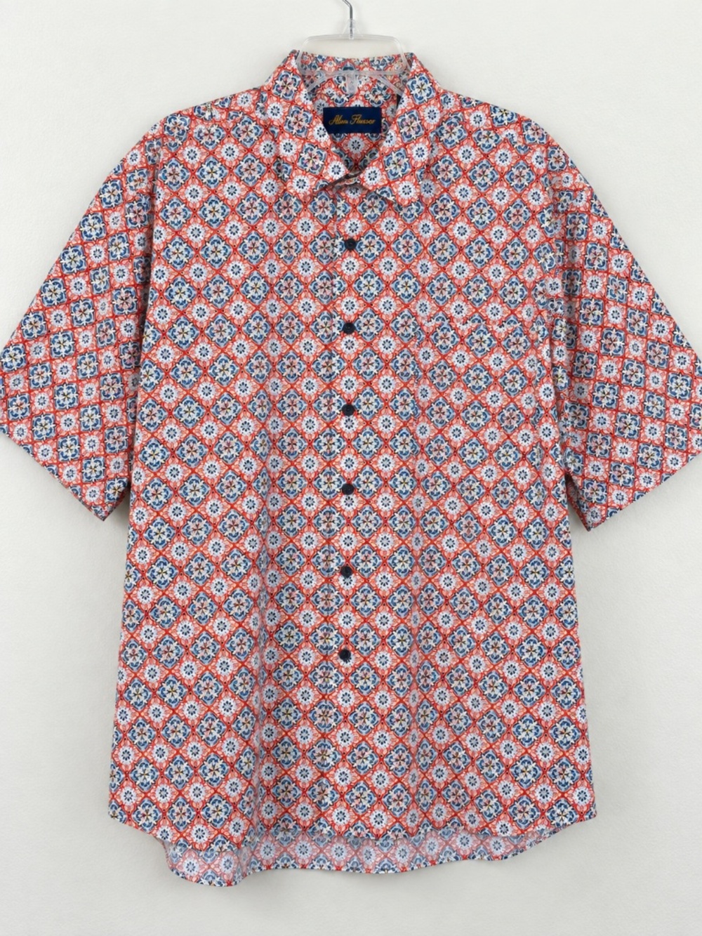 Alan Flusser XXL Shirt Short Sleeve Geometric Medallion Print 100% Cotton